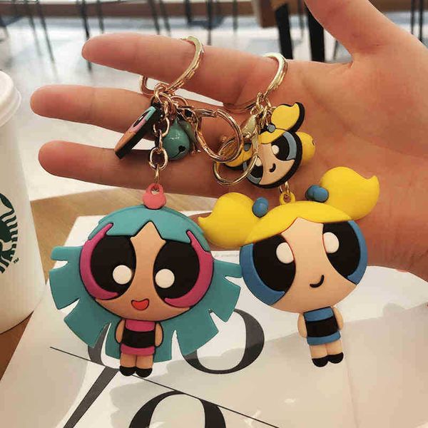

keychains cute creative cartoon silicone doll flying little policewoman key chain female schoolbag key chain pendant, Silver
