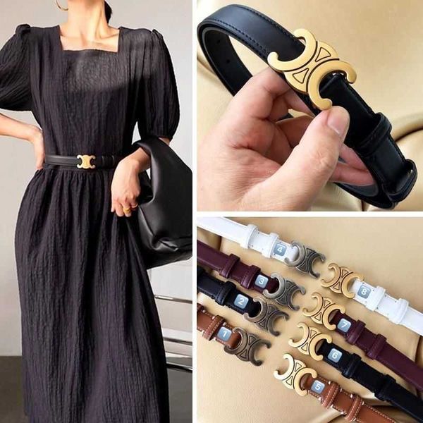 

celins belt triumphal arch leather decorative women's fashion 100 skirt suit jeans ins style, Black;brown