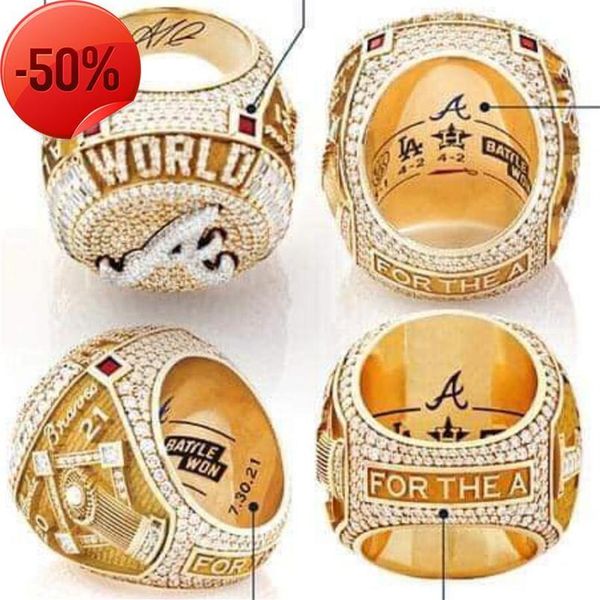 

man soler 2021 2022 world series baseball braves team championship ring souvenir men fan gift whole 6 player name swanson241w, Silver