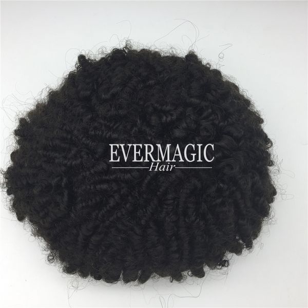 

6mm tight curly full lace mens wigs replacement toupee for hair loss black men