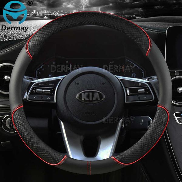 

steering wheel covers microfiber leather dermay car steering wheel cover for kia seltos kx3 auto accessories interior t221108