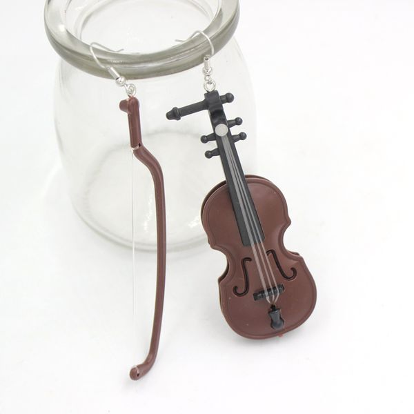 

wholesale music dangle earrings funny creative violin pendant earrings for women acrylic eardrop party jewelry gift, Silver