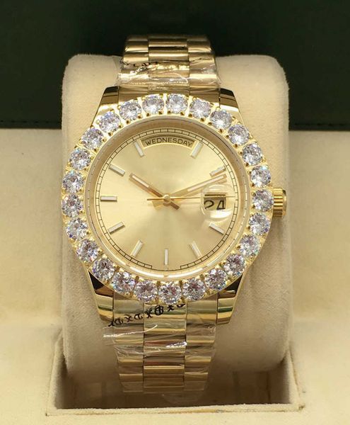 

watches children's 43mm mechanical watch diamond day-date stainless steel folding buckle sport waterproof business wristwatch, Slivery;black