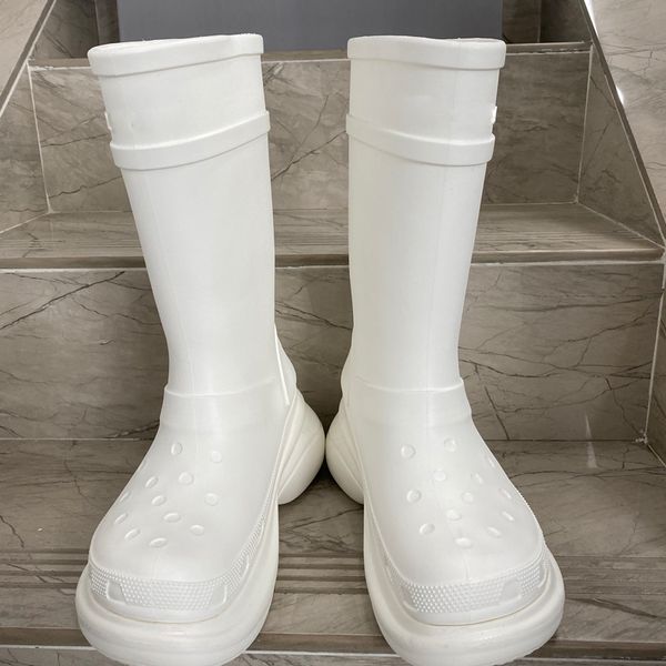 

22ss r cross rain boots rubber round head luxury waterproof jointly with box, Black