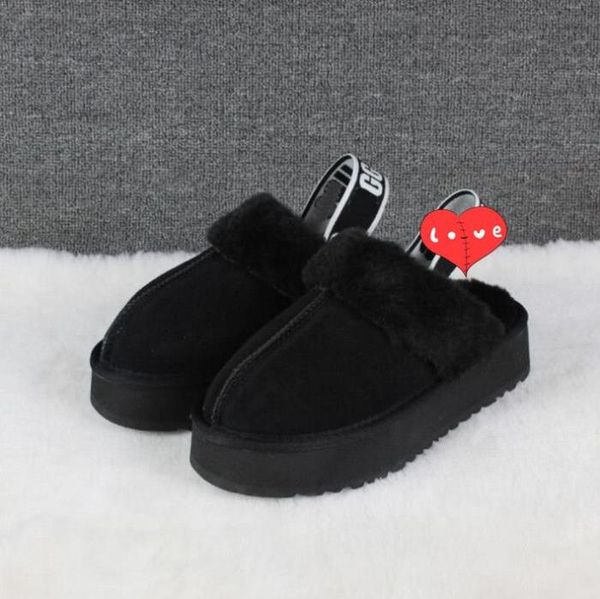 

women ultra mini snow boots tazz slipper u f22 winter new popular ankle sheepskin fur plush keep warm boots with card dustbag beautiful gift, Black