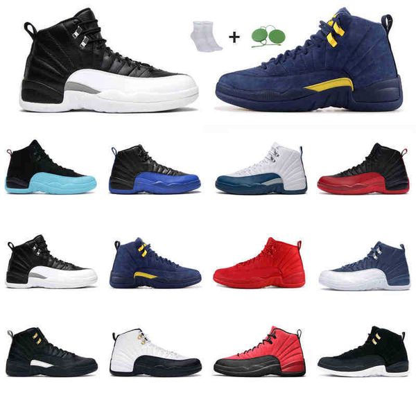 

classic men basketball shoes jumpman 12 gold 12s indigo reverse flu game dark concord platform mens university trainers outdoor sports