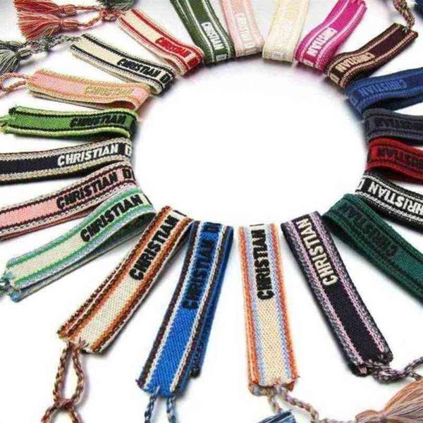 

designers fashion wovens friendship bracelet for luxury brand handmade braided bracelets with tassel print embroidery men bangle code 2226s, Golden;silver