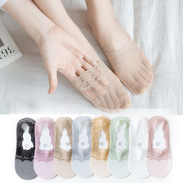 

socks spring and summer mesh small crown lace dispensing shallow mouth fashion invisible, Black;white