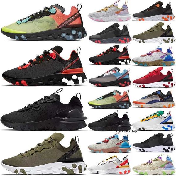 

2023 react vision 87 55 mens running shoes men women black iridescent white vast grey honeycomb worldwide schematic tour yellow sail 55s