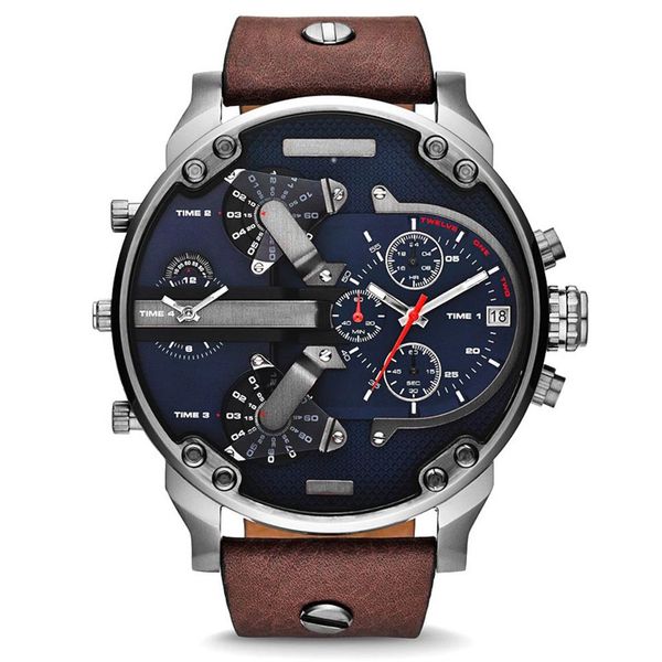 

mens watch dz quartz outdoor sport army watches large dial calendar leather strap relogio masculino241n, Slivery;brown