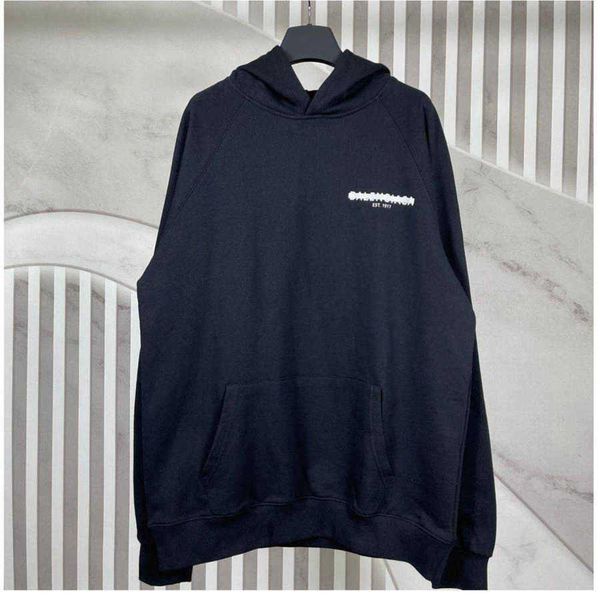 

fashion brand designer hoodies seal tape letter print men's and women's hooded sweater black balanciagas