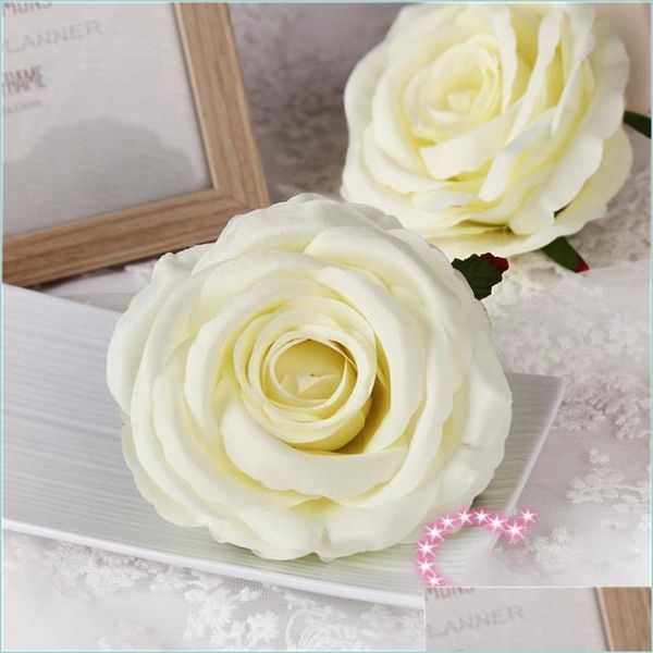 

wedding flowers new 9cm artificial rose flower heads silk decorative party decoration wedding wall bouquet white roses drop delivery dhlte