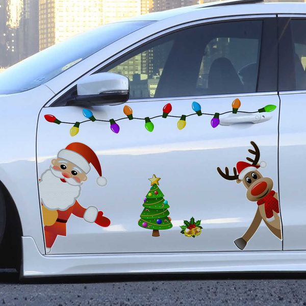 

car stickers christmas decoration magnetic car stickers decals refrigerator magnets bulb santa snowman dwarf reflective sticker for car home