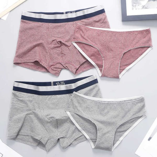 

briefs panties couple panties set lovers cotton seamless underwear comfortable men boxer shorts female underwear couple underwear t221108, Red;black
