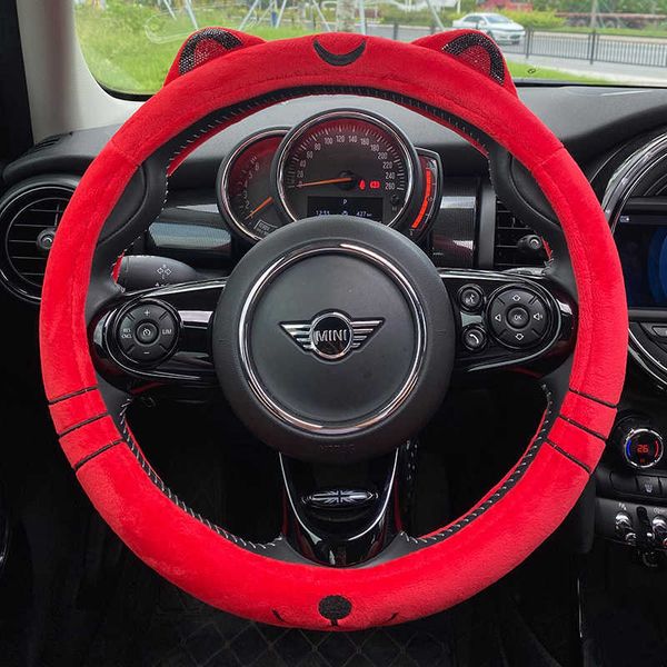 

steering wheel covers cartoon blue red car cute steering wheel cover with ears cat 38cm plush for mini cooper f56 bmw mazda nissan interi ac
