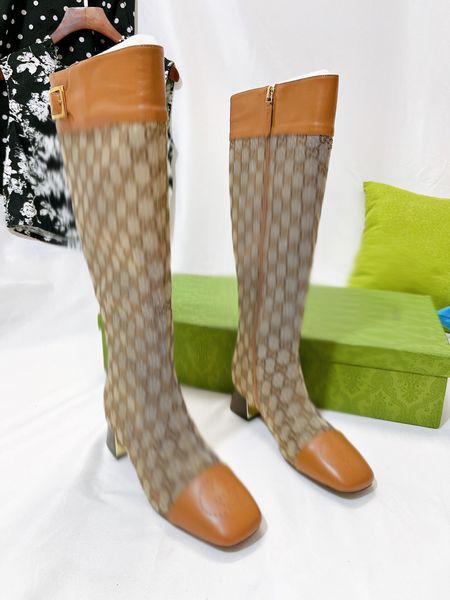 

2023 luxury designer boots double g splicing leather shoes autumn winter martin boot ladies ankle cowskin shoe fashion camfort booties with, Black