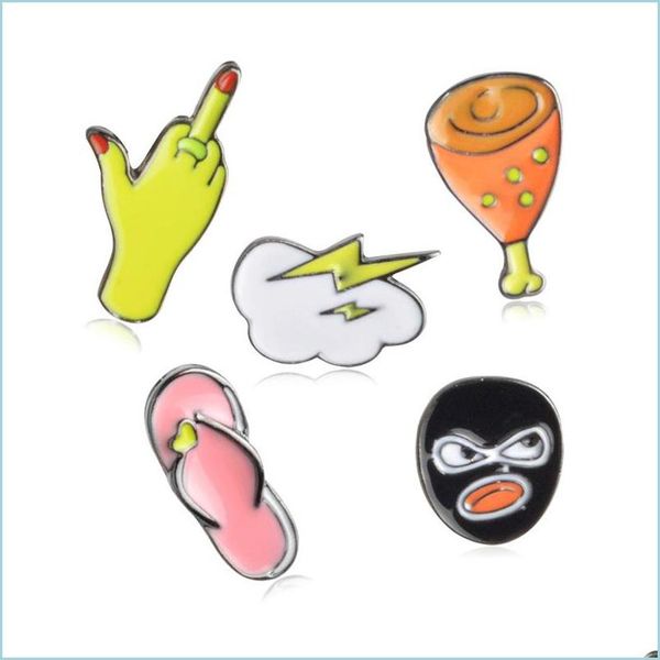 

pins brooches cute cartoon slipper cloud mask metal kawaii enamel pin badge buttons brooch shirt denim jacket bag decorative brooch dhiyl, Gray