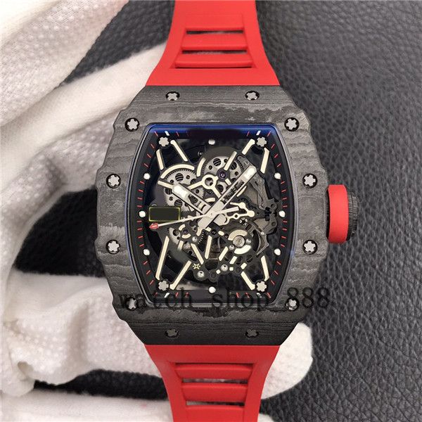 

quality watches 44mm 42mm rm11 rm35 rm52 skeleton ntpt carbon fiber sapphire glass transparent mechanical automatic mens men's watch wr, Slivery;brown