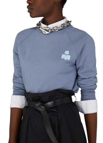 

isabel marant women designer sweatshirt casual pullover flocked print pullovers round neck shirt loose long sleeve sweater, Black