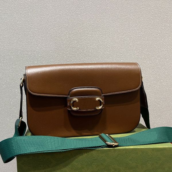 

large flap shoulder bag messenger handbag saddle buckle cross body purse genuine leather classic letter adjustable red green stripe strap st