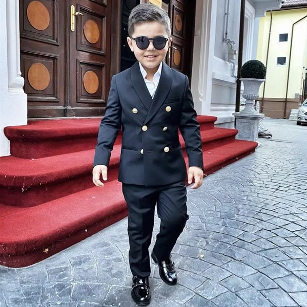 

boy' suits 2 pcs costume shawl lapel tuxedos slim fit groom prom terno kids blazer double breasted boys suits for weddings, Black