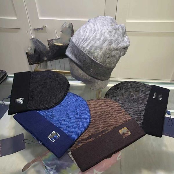 

famous designer snow hat beanies cap women men winter woolen caps with checked knitted fashion ski brand skull warm 2023, Blue;gray