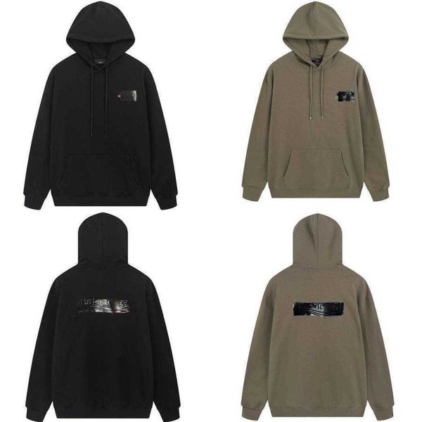 

fashion brand hoodies autumn and winter classic tape men's and women's loose hooded sweater coat balanciagas, Black