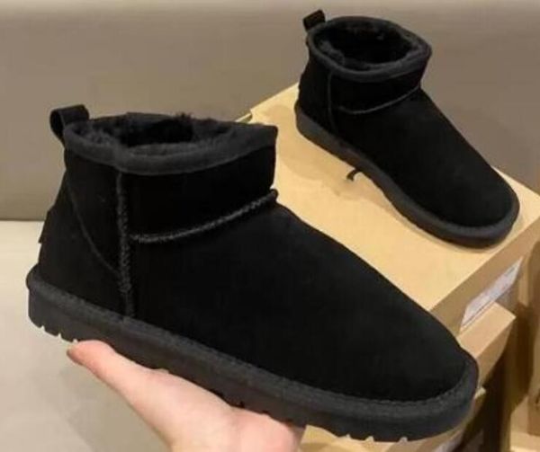 

women snow boots winter classic women's aus chestnut ultra mini ankle boots real genuine suede leather, Black