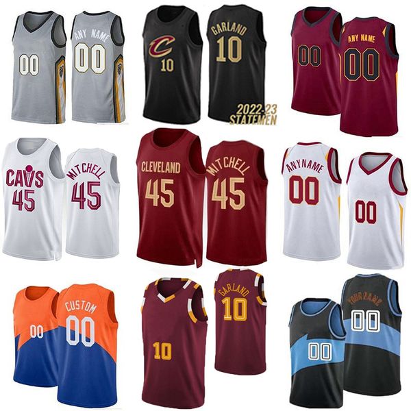 

cle darius garland donovan mitchell clevelan cavalier basketball jerseys caris levert evan mobley jarrett allen kevin love isaac okoro ricky, Black;red