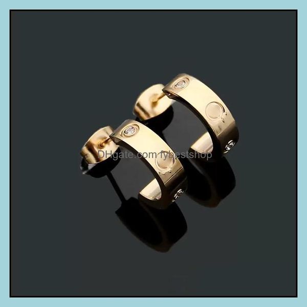 

stud diamond stud earring designer jewelry titanium steel 18k rose gold love earrings for woman exquisite simple fashion c diamonds dhv7y, Golden;silver