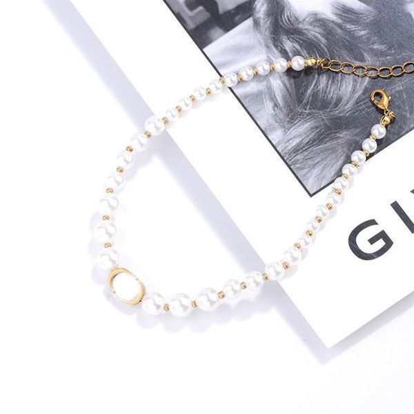 

vintage pearl alphabet bracelet letters ladies necklaces brand choker chain necklace women necklace retro jewelry sets257d, Black