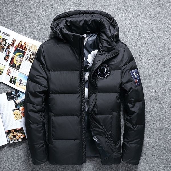 

men's down parkas fashion winter big hooded duck jackets men warm coats male casual outerwer 221108, Black