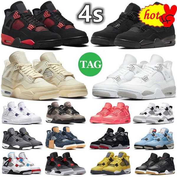 

2022 4 4s men women basketball shoes sneaker black cat red thunder white oreo unc blue sail metallic lightning wild things bred grey mens