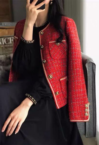 

chan new women's brand jacket ootd designer fashion grade autumn winter logo tweed coat overcoat leisure spring coats cardigan women ch, Black;brown