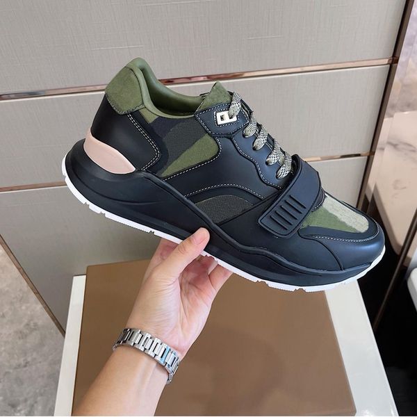 

check burberies burbreries casual shoes shoes men women designer beige sneakers platform vintage suede leather trainers f6ri, Black