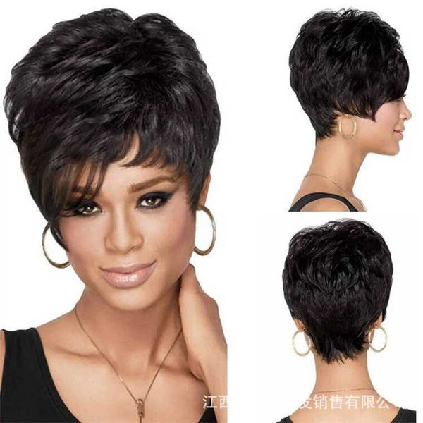 

hair lace wigs women's short curly hair fashion black wig head cover