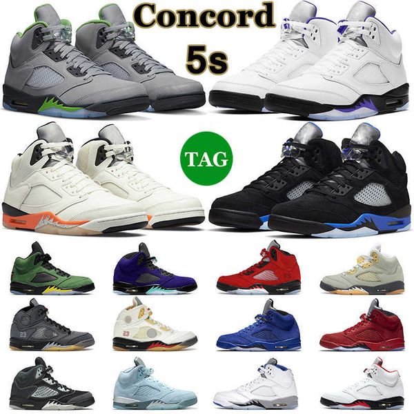 

5 5s men basketball shoes concord racer blue green bean moonlight raging bull red jade horizon sali white stealth sail mens trainers, Black