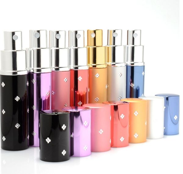 

100pcs 10ml plum dot glass bottle tube refillable portable mini perfume bottle atomizer spray traveler aluminum empty parfum bottles