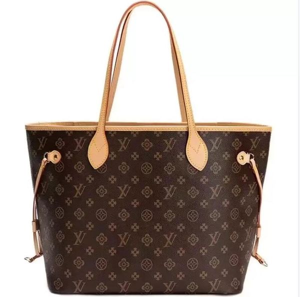 

2pcs quality designer handbag bag purses classic fashion women messenger shoulder bags lady totes brown grid handbags 35cm with shoulders st