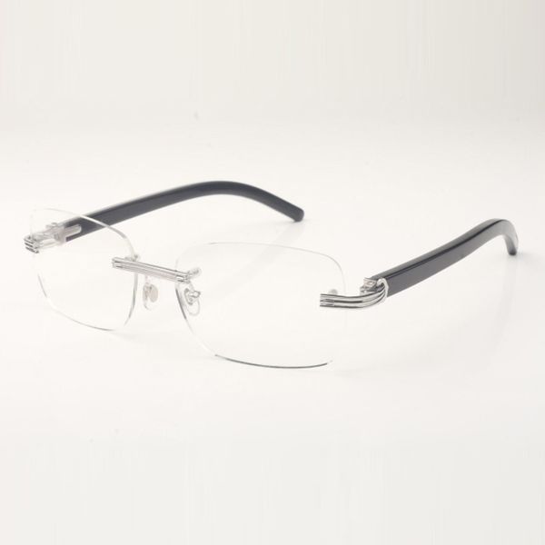 

buffs glasses frames 0286o with natural black buffalo horns sticks and 56mm clear lenses, Silver