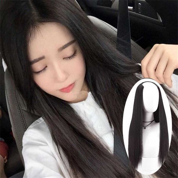 

hair lace wigs wig women's medium gth straight fashion u-shaped half head cover invisible breathable hair joint, Black