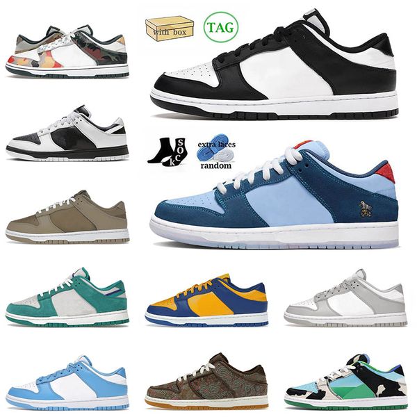 

new quality 2022 designer casual shoes skate low sneakers black white panda why so sad grey fog unc medium olive men women tennis trainers r