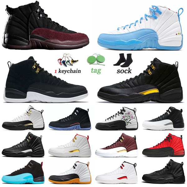 

basketball shoes jumpman 12 sneakers big size 40-47 12s men women trainers sports game ball michigan fiba flu game flower white black