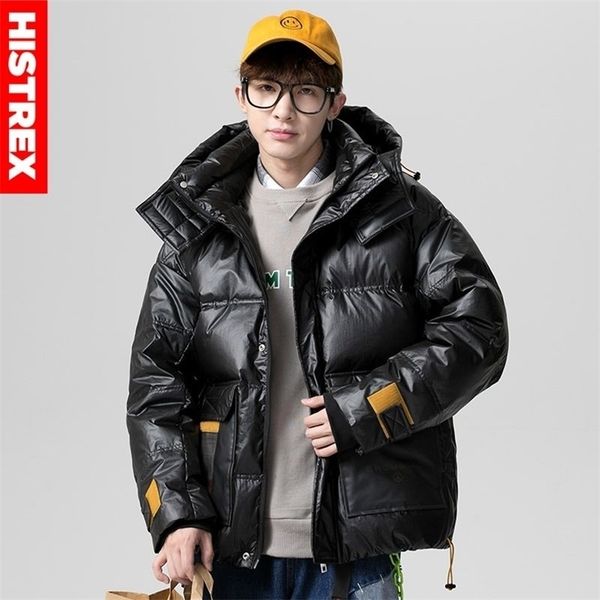 

men's down parkas histrex brand mens jackets parka 90% duck casual outwear puffer winter warm thick quilted jacket 221108, Black