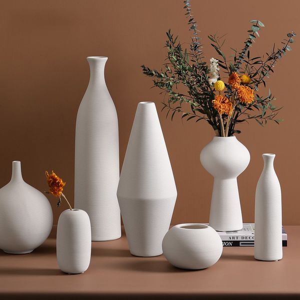

modern simple white ceramic vase living room tv cabinet home decoration