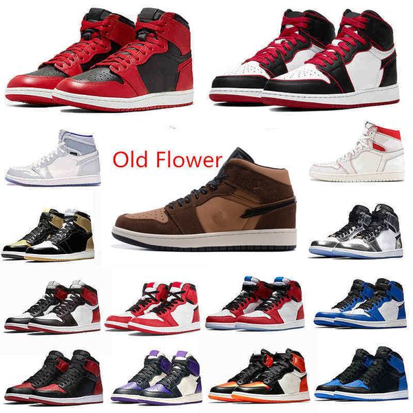 

jumpman 1s high og chicago unc patent special 1 off basketball designer low brown monograms ceeze old flower men women sneakers trainers jor, Black