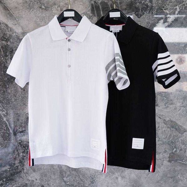 

fashion mens designer t shirt thomes brownns womens summer tb short sleeve t-shirt men and women men's slim lapel cotton four bar polo, White;black