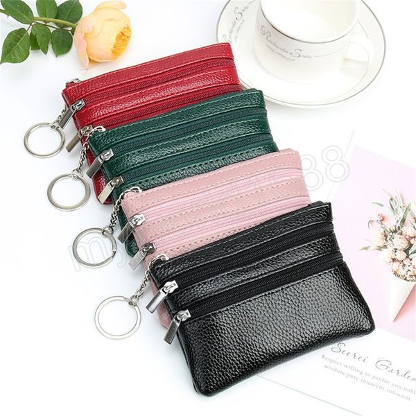 

fashion women mini wallet ladies double pu leather coin purse card holder multifunctional small credit card bag, Red;black