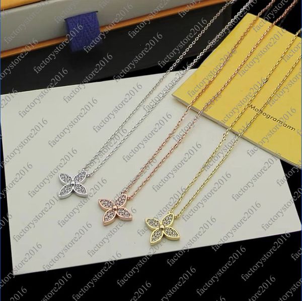 

brand classic clover pendant necklaces designer party wedding jewelry 18k gold love fashion luxury shining diamond crystal choker necklace b, Silver