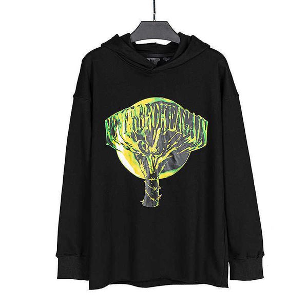 

men's hoody vlo one fashion designer brand new creative printing men women high street leisure hooded sweater hoodies cotton terry pull, Black